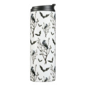 Halloween kraaien vleermuizen zwart en wit Waterve Thermosbeker (Gedraaid links)