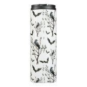 Halloween kraaien vleermuizen zwart en wit Waterve Thermosbeker (Achterkant)