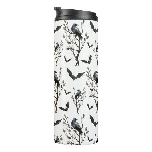 Halloween kraaien vleermuizen zwart en wit Waterve Thermosbeker (Geroteerd rechts)