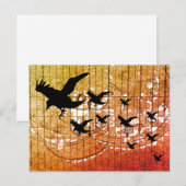 Halloween Kraaien vliegen door spookkasteel in lic Briefkaart (Voorkant / Achterkant)