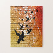 Halloween Kraaien vliegen door spookkasteel in lic Legpuzzel (Verticaal)