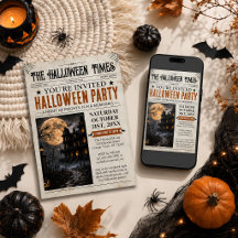 Halloween Kranten Uitnodiging, Halloween Feest