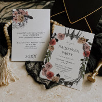 Halloween Kroon Roze & Zwarte Bloemen Feest - Wit