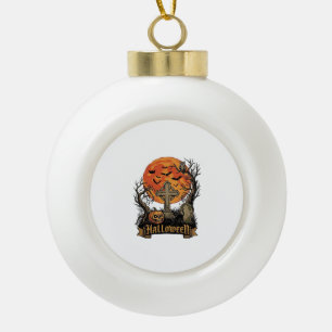 Halloween Kruis Grafsteen Schedel Pompoen Zwarte K Keramische Bal Ornament