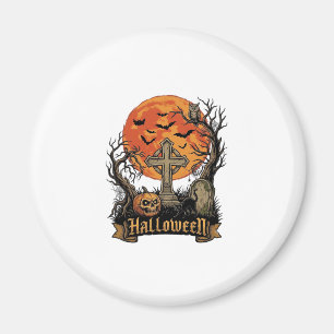 Halloween Kruis Grafsteen Schedel Pompoen Zwarte K Magneet