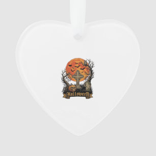 Halloween Kruis Grafsteen Schedel Pompoen Zwarte K Ornament