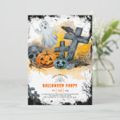 Halloween-kruisen en uitnodiging voor spookfeesten (Staand voorkant)