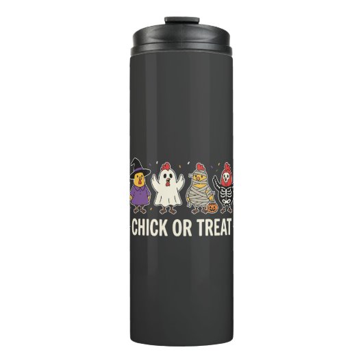 Halloween Kuiken of Behandeling Grappig Kip Kostuu Thermosbeker (Voorkant)
