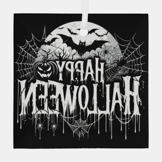  Halloween kunst Glas Ornament (Achterkant)