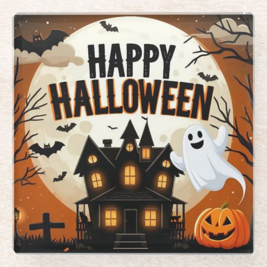 Halloween kunst Glazen Onderzetter (Voorkant)