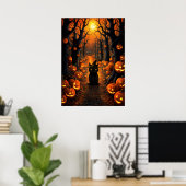 Halloween kunst heks kat poster (Thuiskantoor)
