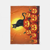 Halloween kunst met kat en volle maan fleece deken (Voorkant)