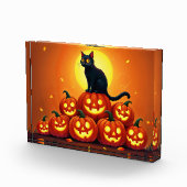 Halloween kunst met kat en volle maan fotoblokken (Rechts)