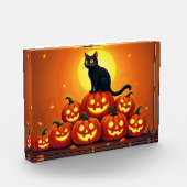 Halloween kunst met kat en volle maan fotoblokken (Links)