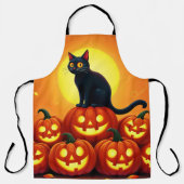 Halloween kunst met kat en volle maan schort (Voorkant)