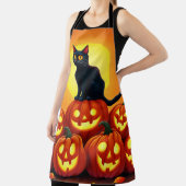 Halloween kunst met kat en volle maan schort (Insitu)