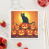 Halloween kunst met kat en volle maan servet (Insitu)