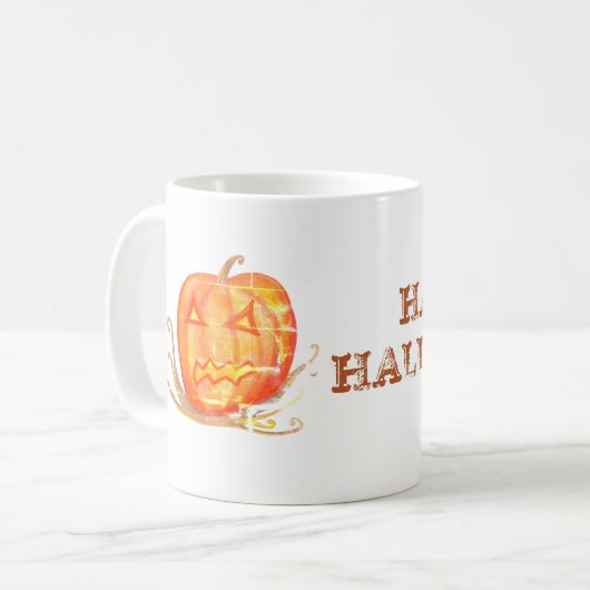 Halloween Kunst Pompoen Custom Mok (Voorkant links)