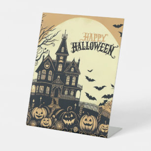 Halloween kunst Reclamebord Met Voetstuk