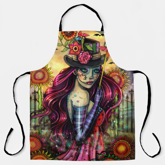 Halloween Kunst Suiker Schedel van Molly Harrison Schort (Voorkant)