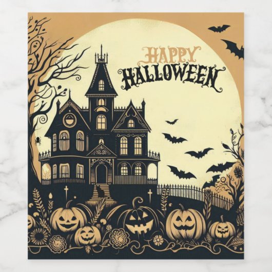  Halloween kunst Wijn Etiket (Enkel label)