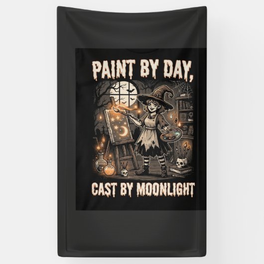Halloween Kunstenaar Heks Magie Spandoek (Verticaal)