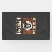 Halloween Kunstenaar overdag Heks 's nachts Ontwer Spandoek (Horizontaal)