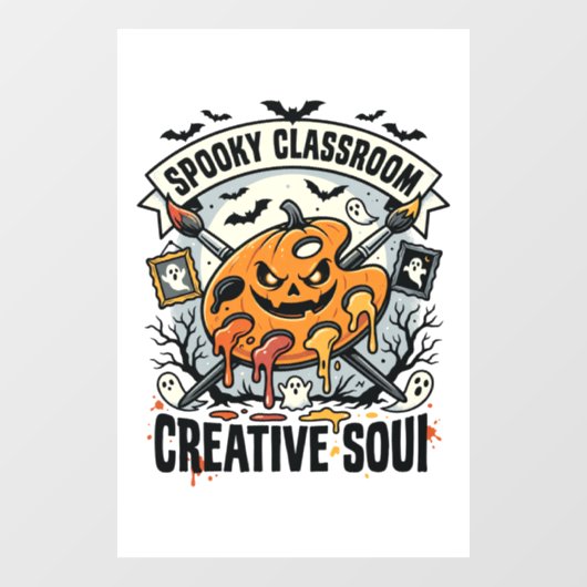 Halloween Kunstleraar Griezelflaskamer Raamsticker (Vel)