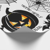 Halloween Kunstpatroon Zwart Enge Pompoen Custom Cadeaupapier (Hoek)