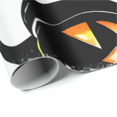 Halloween Kunstpatroon Zwart Enge Pompoen Custom Cadeaupapier (Rol Hoek)