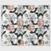 Halloween Kunstpatroon Zwarte Kat Foto Spooky Cadeaupapier (Vlak)