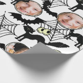 Halloween Kunstpatroon Zwarte Kat Foto Spooky Cadeaupapier (Hoek)