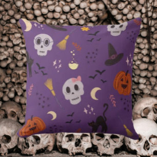 Halloween kussen – Schedels, Pompoenen, Katten