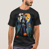 Halloween kwaadaardige schedel met pompoen T-shirt (Voorkant)