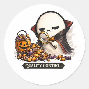 Halloween Kwaliteitscontrole Schattige Vampier Ronde Sticker