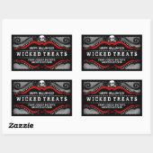 Halloween Label Treats & Drinken Zwart Wit & Rood (Vel)