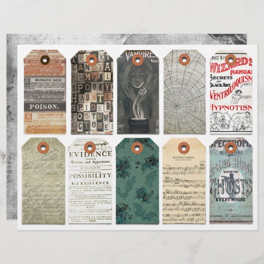 Halloween Labels Clipart Sheet Dark Academia (Voorkant / Achterkant)