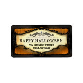 Halloween Labels - Sinaasappel & Zwart Custom Hall (Voorkant)