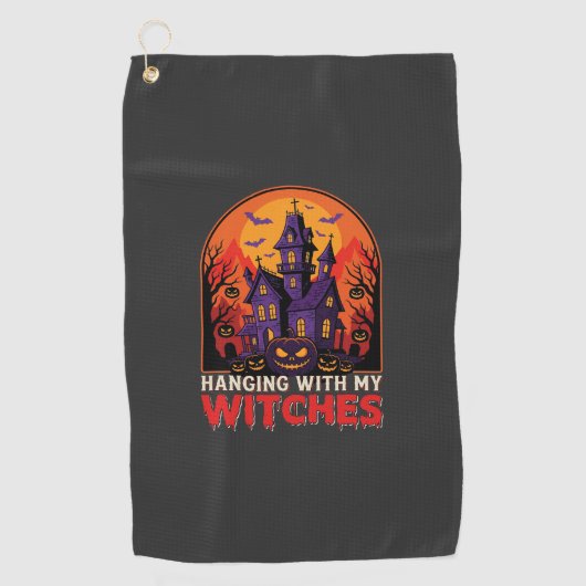 Halloween Laboratorium Monster Pompoen Maan Vector Golfhanddoek (Voorkant)