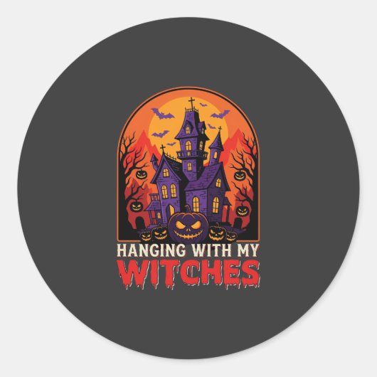 Halloween Laboratorium Monster Pompoen Maan Vector Ronde Sticker (Voorkant)