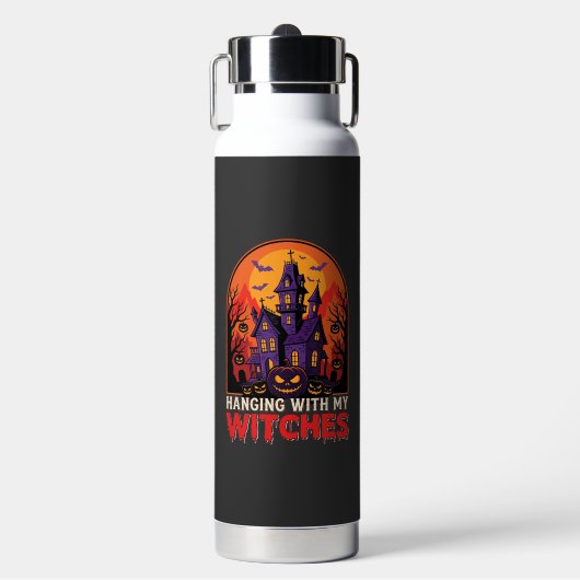 Halloween Laboratorium Monster Pompoen Maan Vector Waterfles (Voorkant)