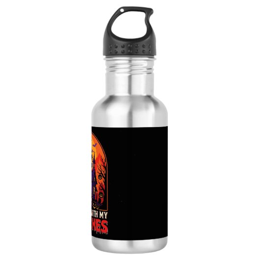 Halloween Laboratorium Monster Pompoen Maan Vector Waterfles (Voorkant)