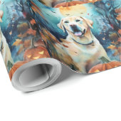 Halloween Labrador met pompoenen eng Cadeaupapier (Rol Hoek)