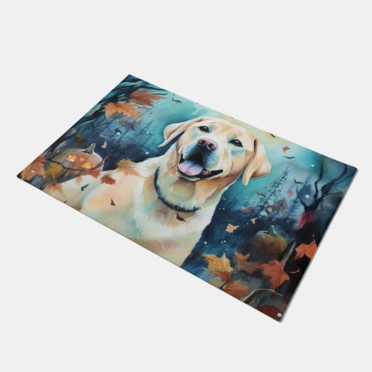 Halloween Labrador met pompoenen eng Deurmat (Schuin)