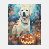 Halloween Labrador met pompoenen eng Fleece Deken (Voorkant)