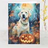 Halloween Labrador met pompoenen eng Kaart (Gele Bloem)