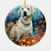 Halloween Labrador met pompoenen eng Keramisch Ornament (Achterkant)