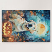 Halloween Labrador met pompoenen eng Legpuzzel (Horizontaal)