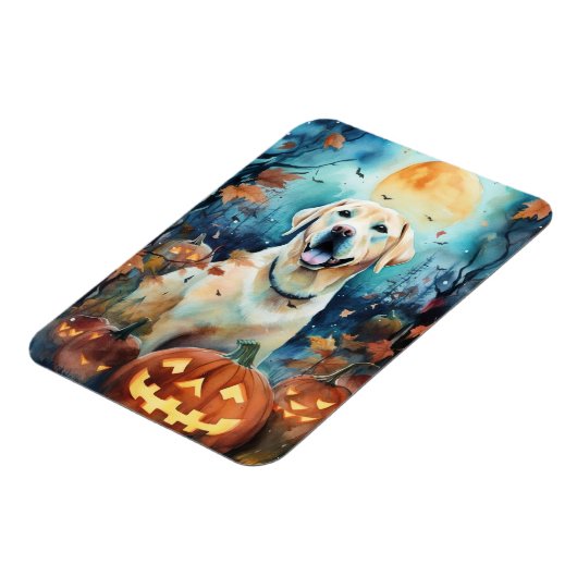 Halloween Labrador met pompoenen eng Magneet (Linkerzijde)