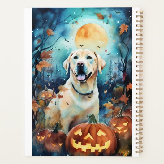 Halloween Labrador met pompoenen eng Planner (Achterkant)